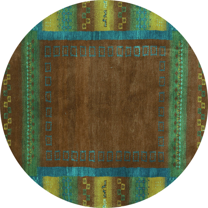 Round Abstract Turquoise Contemporary Rug, con2800turq