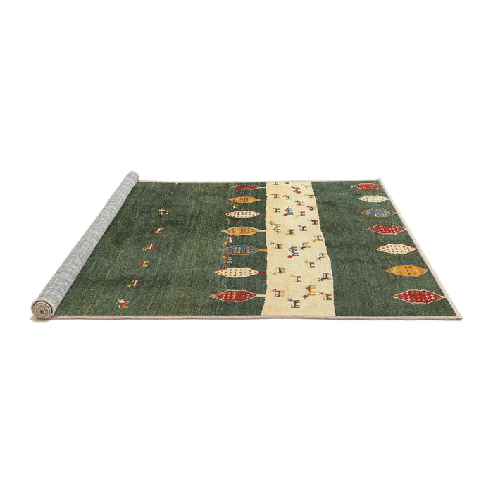 Serging Thickness of Machine Washable Contemporary Khaki Green Rug, wshcon2801