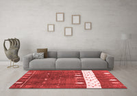 Machine Washable Abstract Red Contemporary Rug, wshcon2801red