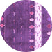 Round Machine Washable Abstract Purple Contemporary Area Rugs, wshcon2801pur