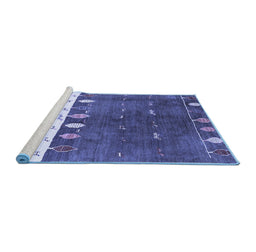 Sideview of Machine Washable Abstract Blue Contemporary Rug, wshcon2801blu