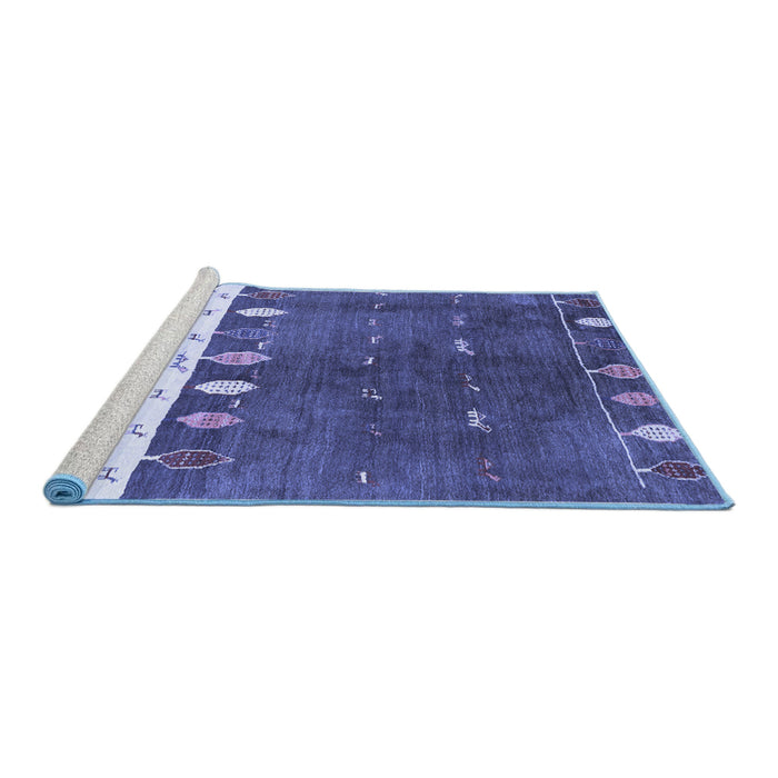 Sideview of Machine Washable Abstract Blue Contemporary Rug, wshcon2801blu
