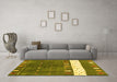 Machine Washable Abstract Yellow Contemporary Rug in a Living Room, wshcon2801yw