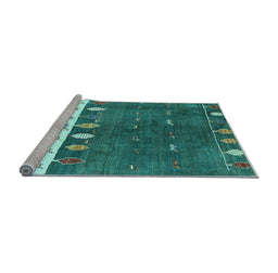 Sideview of Machine Washable Abstract Light Blue Contemporary Rug, wshcon2801lblu