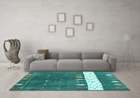 Machine Washable Abstract Light Blue Contemporary Rug, wshcon2801lblu