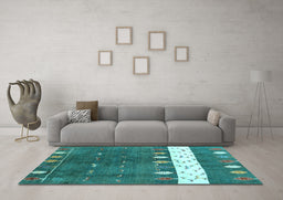 Machine Washable Abstract Light Blue Contemporary Rug in a Living Room, wshcon2801lblu