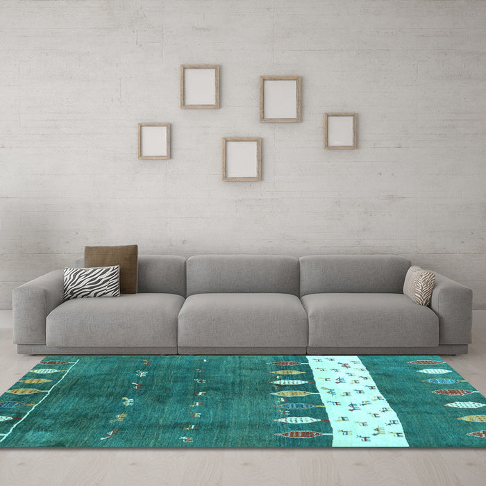 Machine Washable Abstract Light Blue Contemporary Rug in a Living Room, wshcon2801lblu