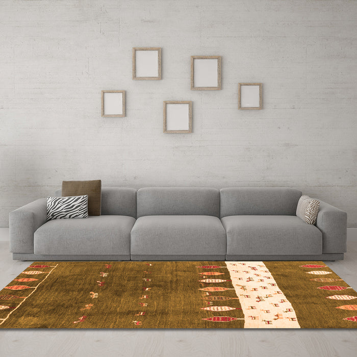 Machine Washable Abstract Orange Contemporary Area Rugs in a Living Room, wshcon2801org
