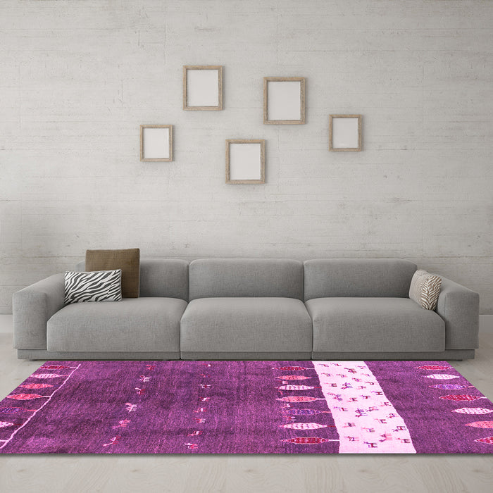 Machine Washable Abstract Pink Contemporary Rug in a Living Room, wshcon2801pnk