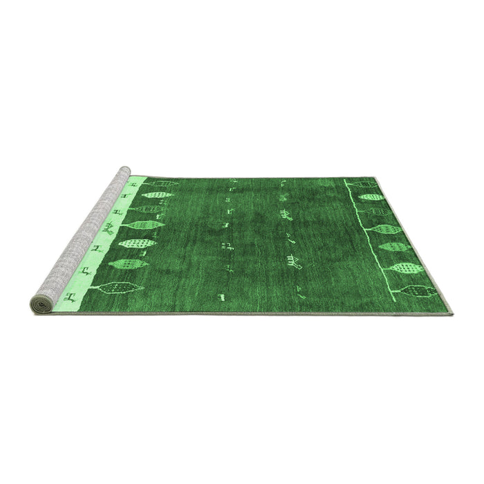 Sideview of Machine Washable Abstract Emerald Green Contemporary Area Rugs, wshcon2801emgrn