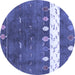 Round Abstract Blue Contemporary Rug, con2801blu