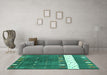 Machine Washable Abstract Turquoise Contemporary Area Rugs in a Living Room,, wshcon2801turq