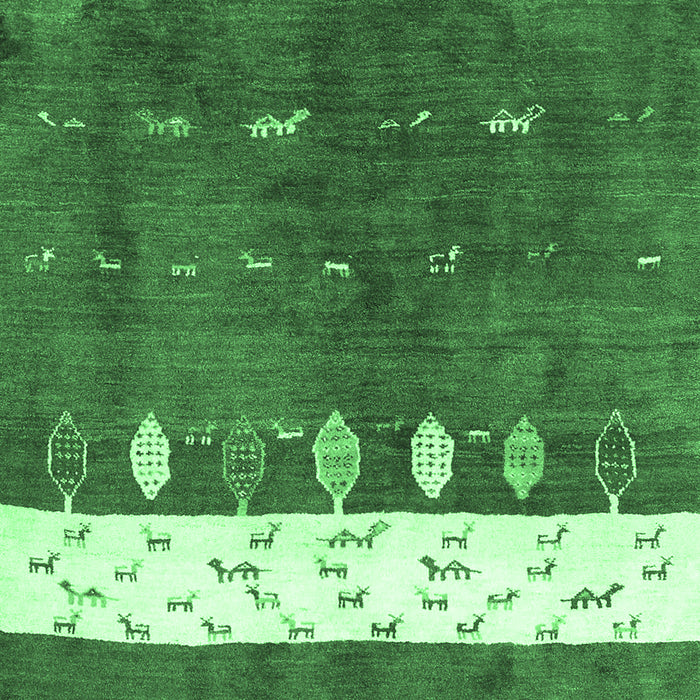 Machine Washable Abstract Emerald Green Contemporary Area Rugs, wshcon2801emgrn