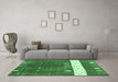 Machine Washable Abstract Emerald Green Contemporary Area Rugs in a Living Room,, wshcon2801emgrn