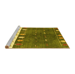 Sideview of Machine Washable Abstract Yellow Contemporary Rug, wshcon2801yw