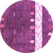 Round Abstract Pink Contemporary Rug, con2801pnk