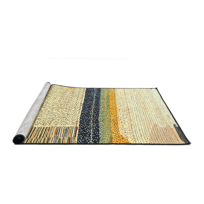 Serging Thickness of Machine Washable Contemporary Sun Yellow Rug, wshcon2802