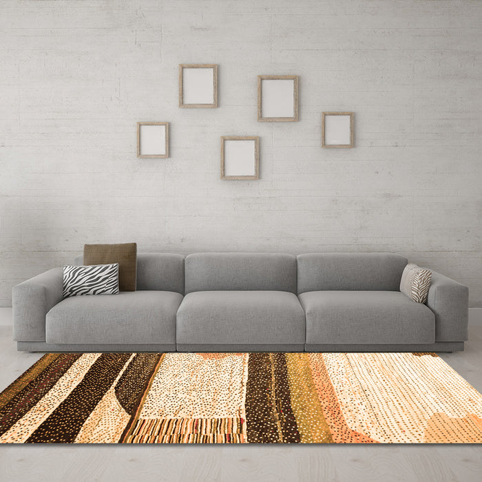 Machine Washable Abstract Orange Contemporary Area Rugs in a Living Room, wshcon2802org