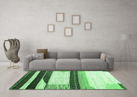 Machine Washable Abstract Emerald Green Contemporary Rug, wshcon2802emgrn