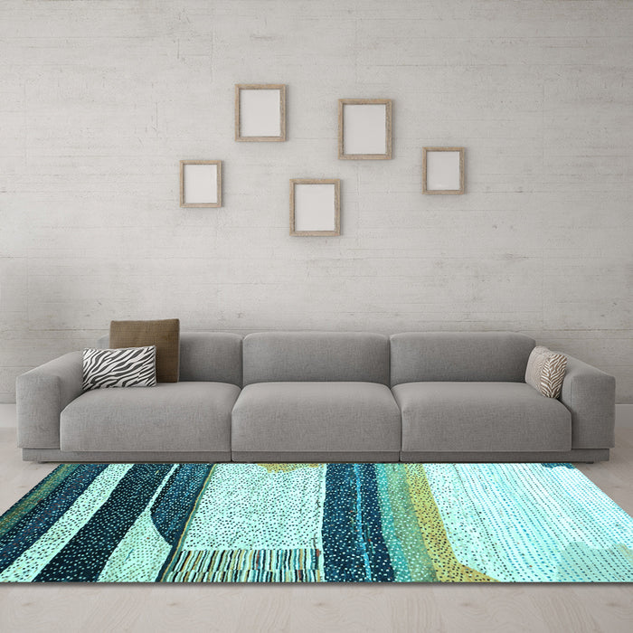 Machine Washable Abstract Light Blue Contemporary Rug in a Living Room, wshcon2802lblu
