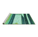 Sideview of Machine Washable Abstract Turquoise Contemporary Area Rugs, wshcon2802turq