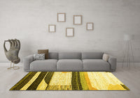 Machine Washable Abstract Yellow Contemporary Rug, wshcon2802yw