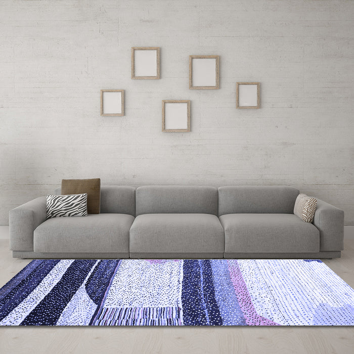Machine Washable Abstract Blue Contemporary Rug in a Living Room, wshcon2802blu
