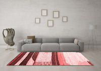 Machine Washable Abstract Red Contemporary Rug, wshcon2802red