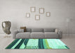 Machine Washable Abstract Turquoise Contemporary Area Rugs in a Living Room,, wshcon2802turq