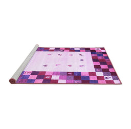Sideview of Machine Washable Abstract Purple Contemporary Area Rugs, wshcon2803pur