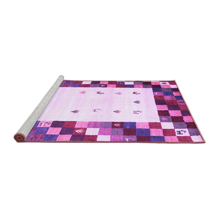 Sideview of Machine Washable Abstract Purple Contemporary Area Rugs, wshcon2803pur