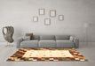 Machine Washable Abstract Brown Contemporary Rug in a Living Room,, wshcon2803brn