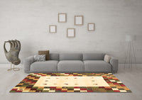 Machine Washable Abstract Brown Contemporary Rug, wshcon2803brn