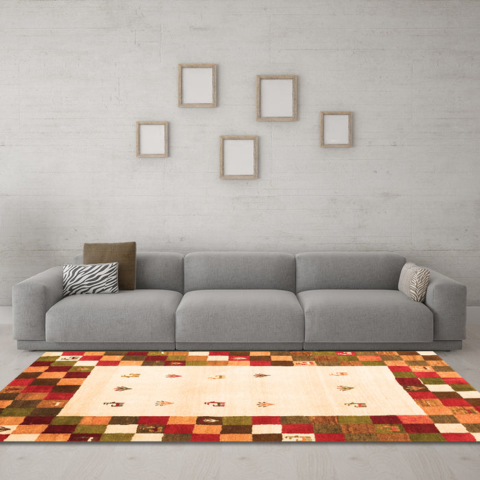 Machine Washable Abstract Orange Contemporary Area Rugs in a Living Room, wshcon2803org