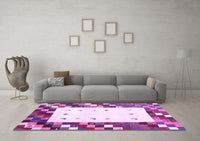 Machine Washable Abstract Purple Contemporary Rug, wshcon2803pur