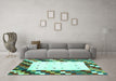 Machine Washable Abstract Turquoise Contemporary Area Rugs in a Living Room,, wshcon2803turq