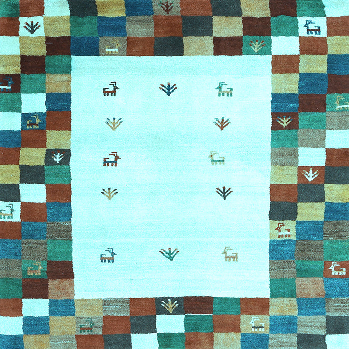 Square Abstract Light Blue Contemporary Rug, con2803lblu