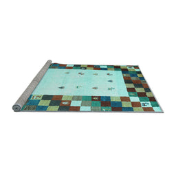 Sideview of Machine Washable Abstract Light Blue Contemporary Rug, wshcon2803lblu