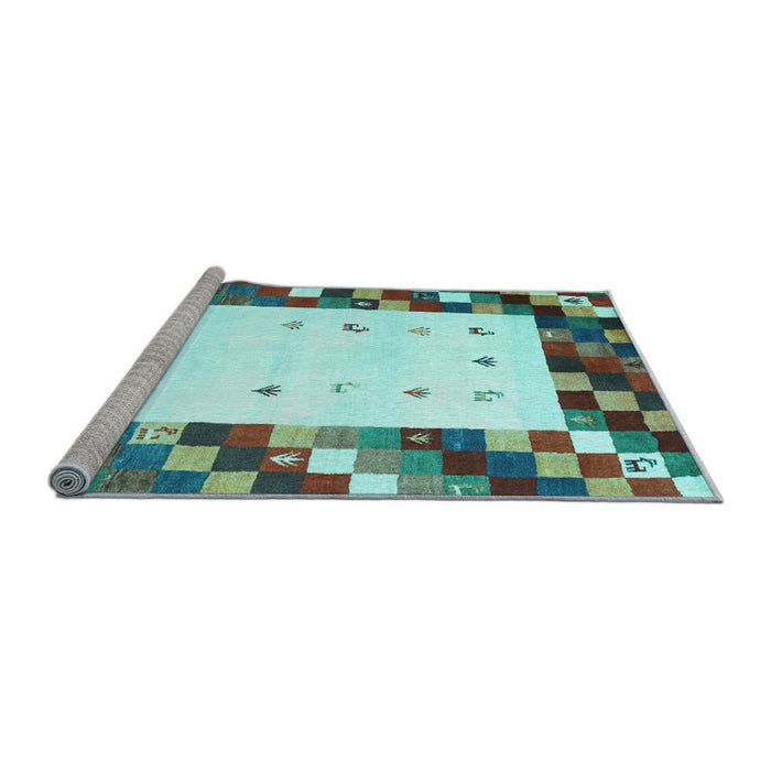 Sideview of Machine Washable Abstract Light Blue Contemporary Rug, wshcon2803lblu
