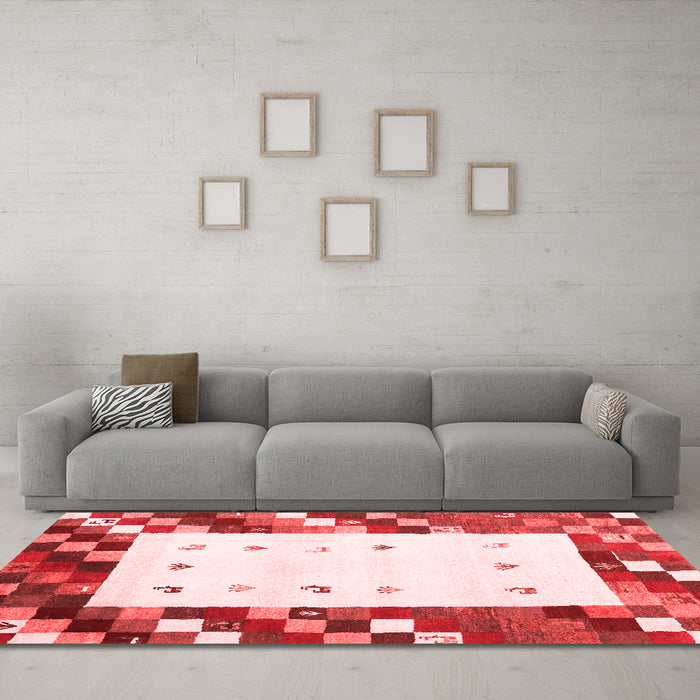 Contemporary Red Washable Rugs