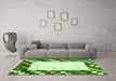 Machine Washable Abstract Green Contemporary Area Rugs in a Living Room,, wshcon2803grn