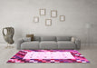 Machine Washable Abstract Pink Contemporary Rug in a Living Room, wshcon2803pnk