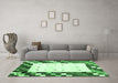 Machine Washable Abstract Emerald Green Contemporary Area Rugs in a Living Room,, wshcon2803emgrn