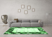 Machine Washable Abstract Emerald Green Contemporary Rug, wshcon2803emgrn