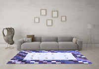 Machine Washable Abstract Blue Contemporary Rug, wshcon2803blu