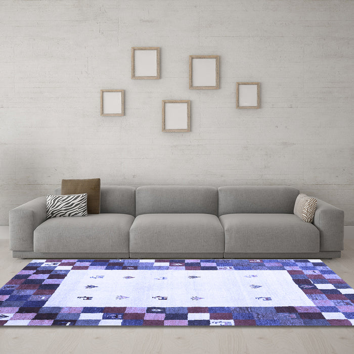 Machine Washable Abstract Blue Contemporary Rug in a Living Room, wshcon2803blu