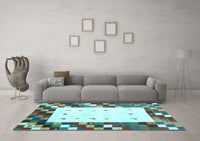 Machine Washable Abstract Light Blue Contemporary Rug, wshcon2803lblu