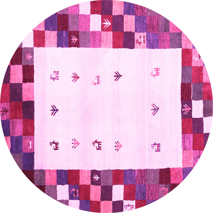 Round Abstract Pink Contemporary Rug, con2803pnk