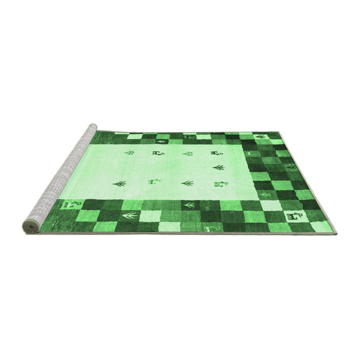 Sideview of Machine Washable Abstract Emerald Green Contemporary Area Rugs, wshcon2803emgrn