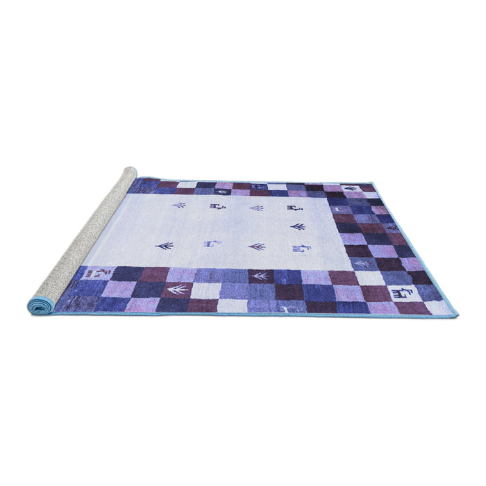 Sideview of Machine Washable Abstract Blue Contemporary Rug, wshcon2803blu